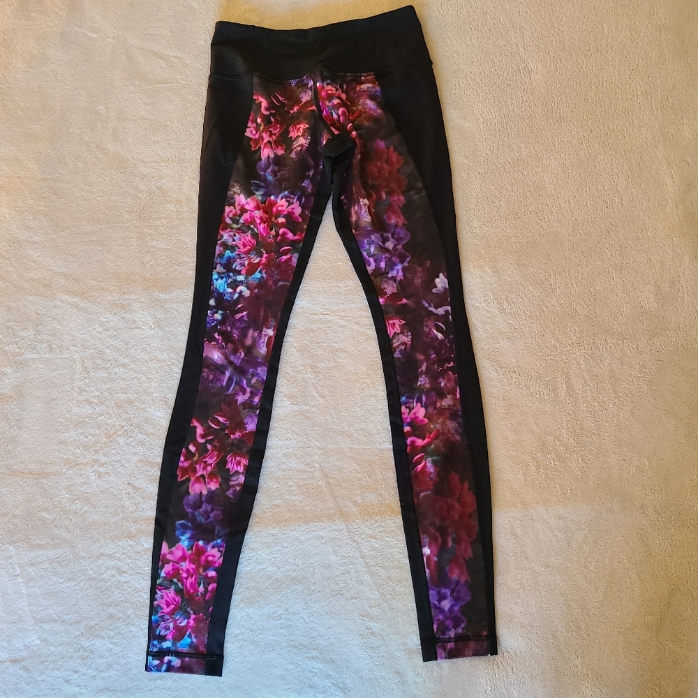 Lululemon Wunder Under Pant Color Blocked Size 6 Floral Print Leggings - Picture 2 of 7